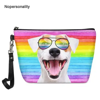 

Nopersonality Colorful 3d Cat Dog Print Leather Cosmetic Case Small Wash Toiletry Bag for Travel Unique Female Make Up Pouch