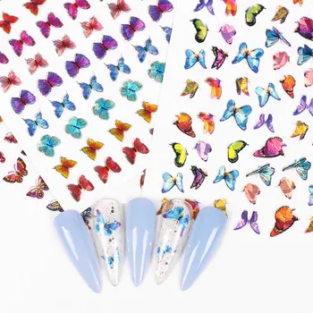 

8pcs/9pcs Laser Butterfly Nail Art Stickers Colorful Nail Decals Laser Sticker Decorations DIY Manicure Set