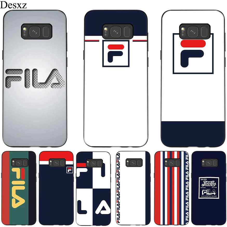 

Silicone Cell Phone Case For Samsung Galaxy A3 A5 A6 A7 A8 A9 A10 A30 A40 A50 A70 J6 Plus Cover FILA LOGO
