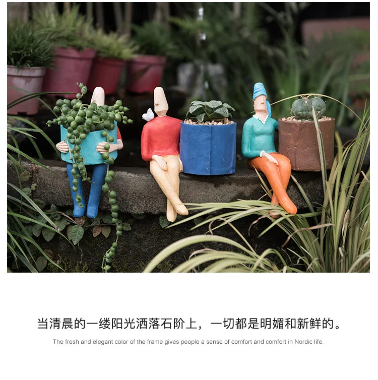 Абстрактный мультяшный персонаж керамический цветочный горшок для суккулентов сад в горшке художественное оформление зеленое растение настольное украшение