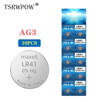 

TSRWPOW 10PCS/PACK 1.55V Lithium AG3 Cell Coin Battery Batteries For Watch Toys AG3 G3A L736 192 LR41 392 Button Batteries