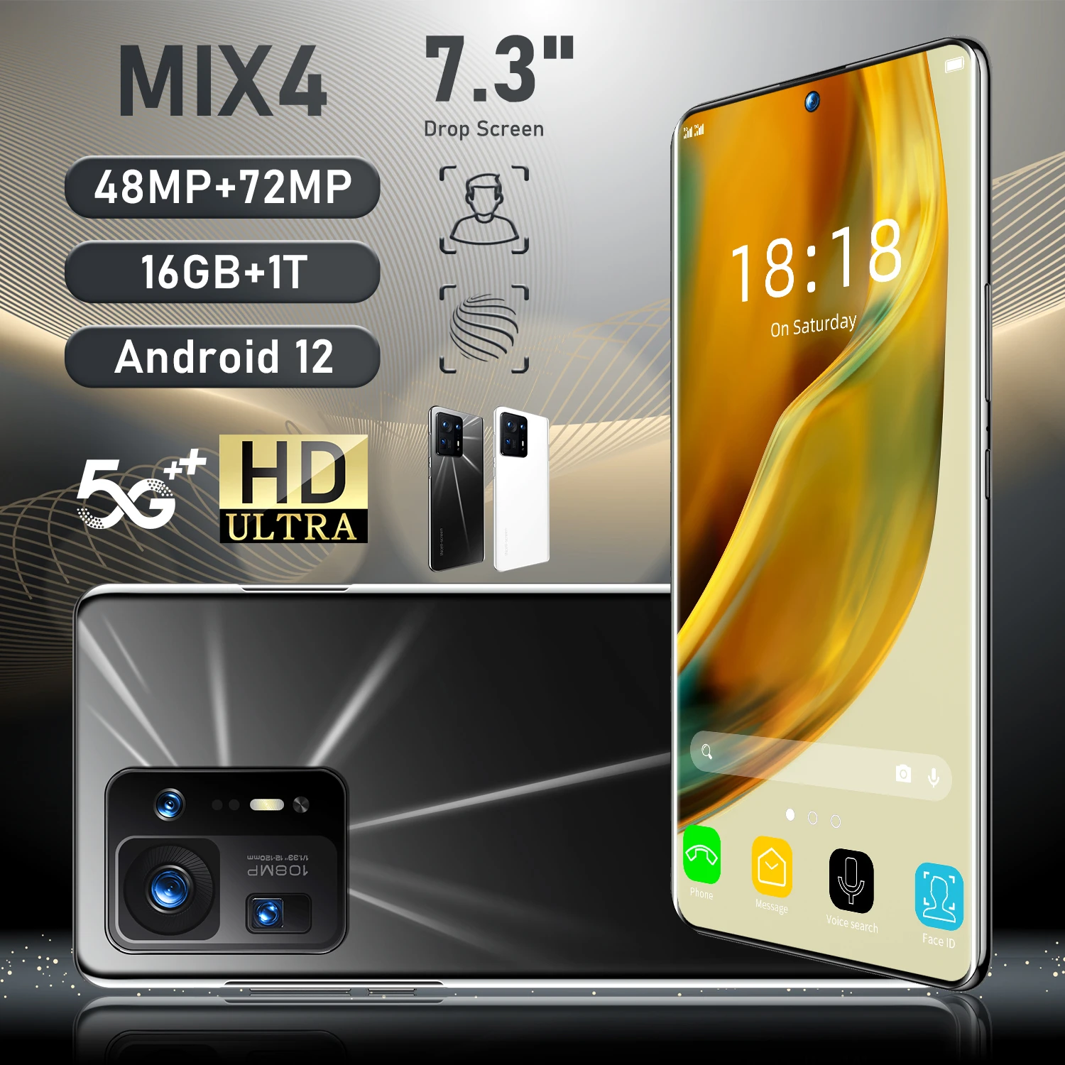 Смартфон Xioami MIX4 16 ГБ + ТБ Android 7300 мАч Qualcomm Snapdragon 888 4G/телефон с двумя картами