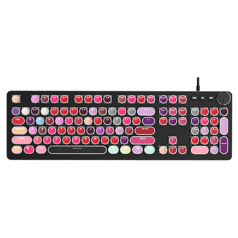 

Gaming Mechanical Keyboard Electro Punk 108 key Blue Red Black Tea Switch Metal Panel Backlight Wired Keyboard For PC Pro Gamers