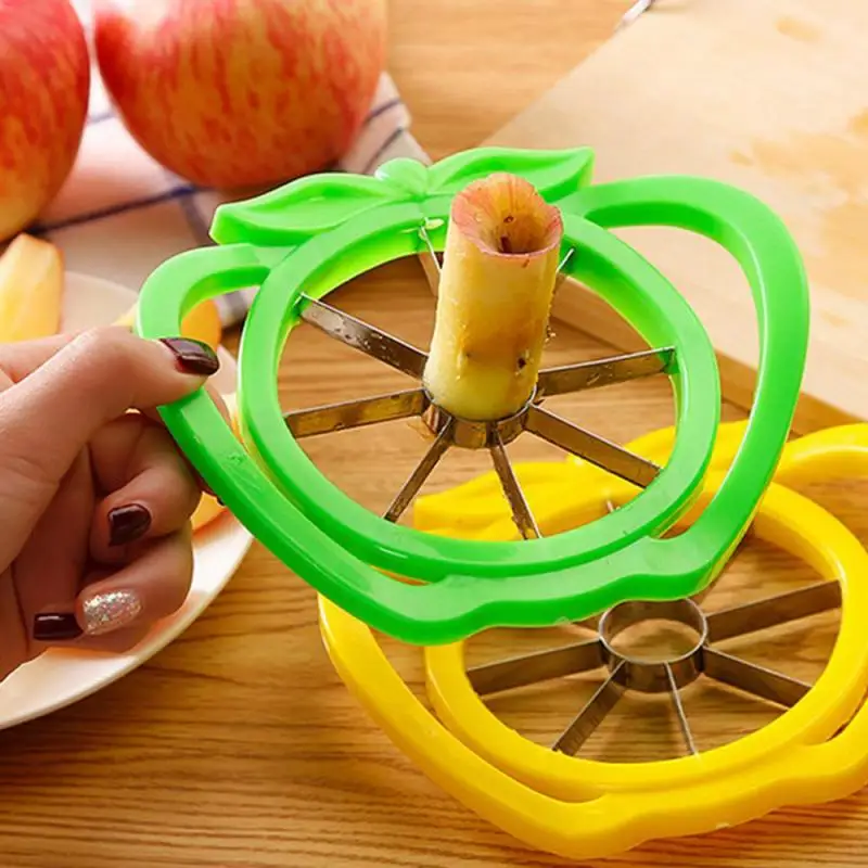 New Kitchen Assist Apple Slicer Cutter Pear Fruit Divider Tool Comfort  Handle For Kitchen Apple Peeler Random Color Home