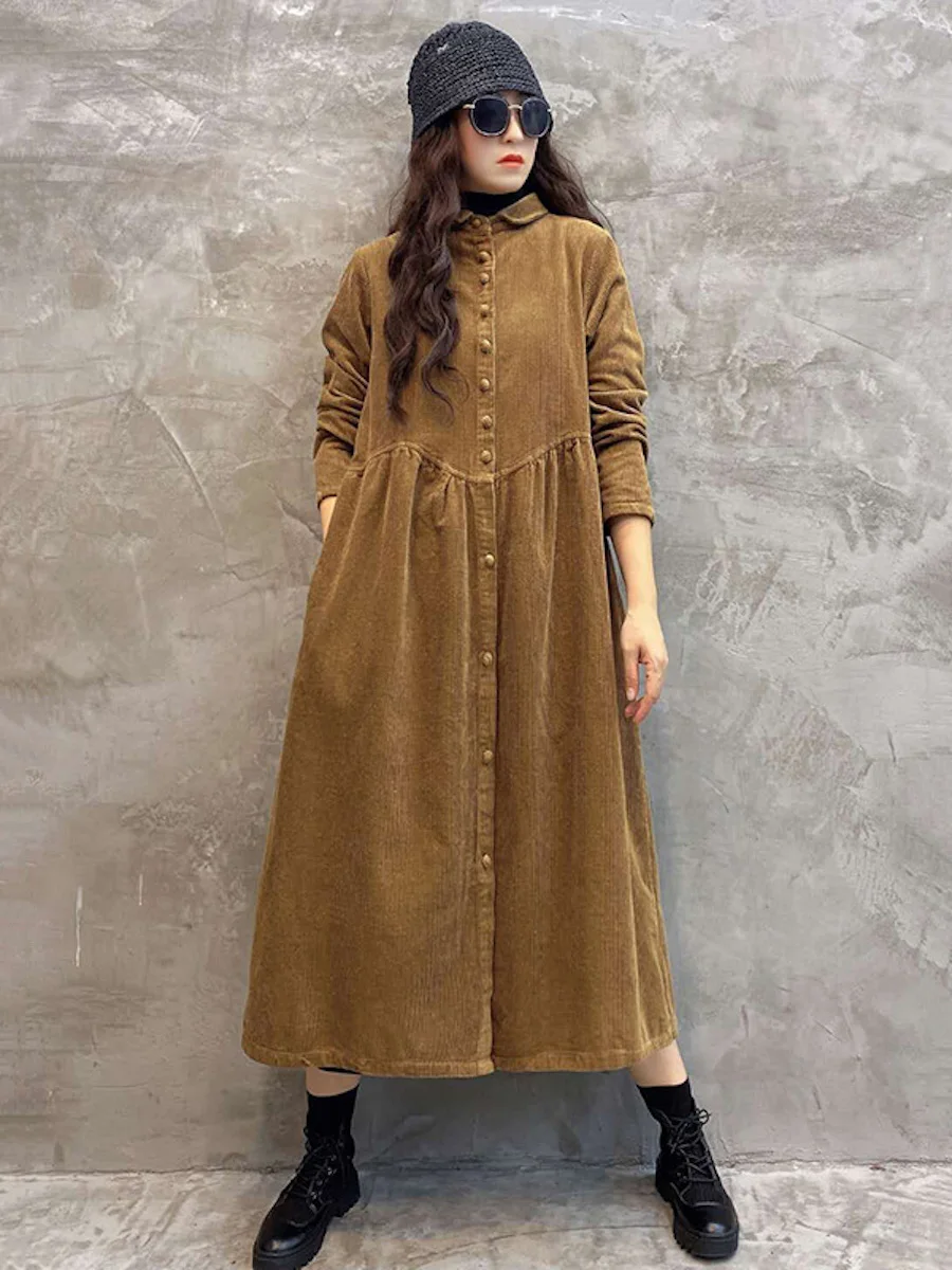 goose down coat Original Solid Corduroy Lapel Dress Coats And Jackets Women Winter Coat Women Elegant Warm Winter Clothes For Women duvet coats