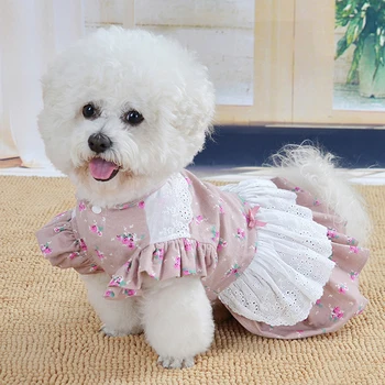 

New Dog Summer Dress Spring Girl Dog Clothes Lace Princess Cotton Chihuahua Schnauzer Poodle Dresses For Small Dogs JJ50721