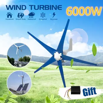 

6000W 5 Blades Horizontal Wind Generator 12V/24V Wind Turbines Generator With Controller Windmill Energy Turbines Charge