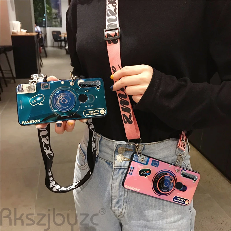 3D camera case for Xiaomi MI 9 Pro 8 SE 9T CC9 CC9E A3 6 7 lite A1 A2 5X 6X soft tpu silicone cases cover coque with lanyard |
