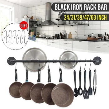 

Kitchen Accessories Wall Mounted Pot Pan Rack Multifunctional Storage Rack With Hooks Cutlery Pot Pan Hanger Kitchen Organizer