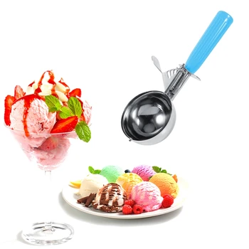 

Thickened Stainless Steel Multifunctional Ice Cream Scoop Fruit Sig Watermelon Spoon With Plastic Handle Kitchen Accessories