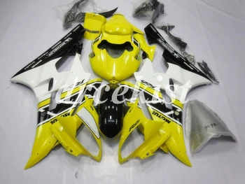 

4 Gifts New ABS Injection Mold Motorcycle Full Fairings Kit Fit For YAMAHA YZF-R6 2006 2007 R6 06 07 bodywork set Yellow white