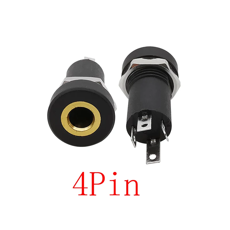 3/4 Pin 3.5mm Audio Jack Socket 3/4 Pole Stereo Solder Panel Mount 3.5 mm Headphone Female Socket Connector With Nut audio jack socket