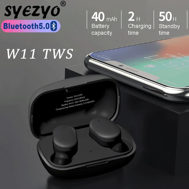 

TWS W11 Bluetooth Earphone Wireless Headphones One Touch Sport Headset Waterproof Earbuds Music Headset Works On All Smartphones