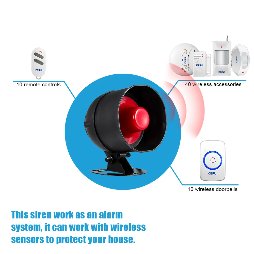 KERUI Cheap Upgraded Standalone Wireless Home Security Alarm System Kit Siren Horn WIth Motion Detector DIY 110db Burglar Alarm