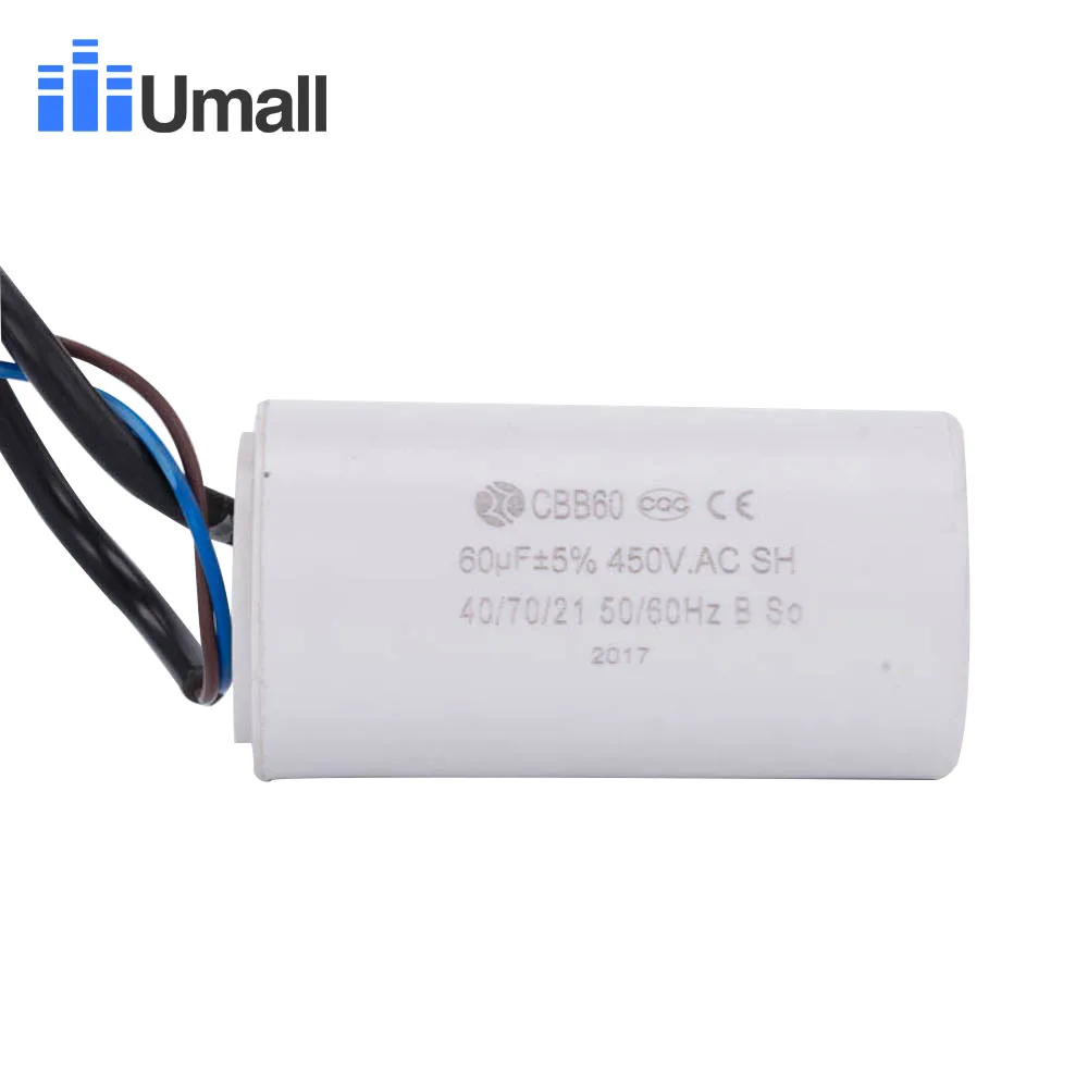 CBB60 450V AC 60uf генератор для бега конденсатор запуска двигателя два провода