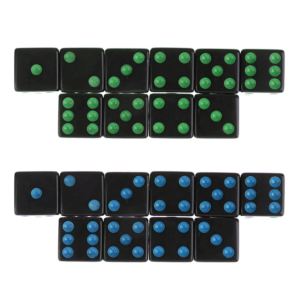 16mm Opaque Six Sided Spot Dice Games D6 4 Colours for D&D RPG MTG 20pc/set