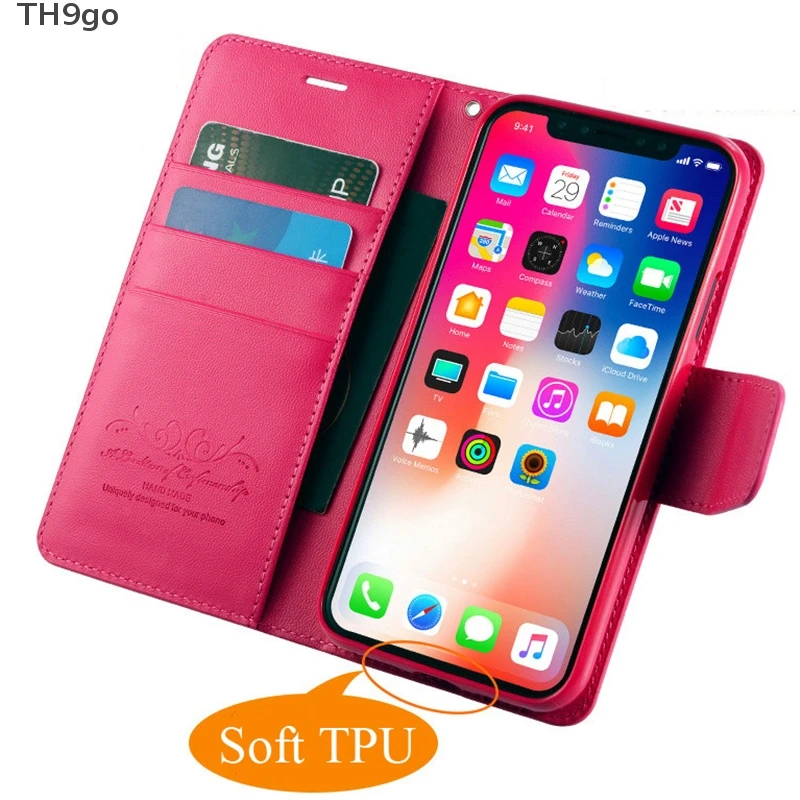 Деловой кожаный флип-кошелек Магнитный чехол для iPhone 5S 6S 7 8 Plus SE X с карманом карт