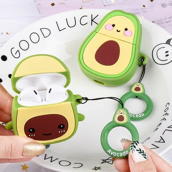 

3D Cartoon Avocado Case For AirPods 2 1 Cute Earphone Capa For Airpods 2 Silicone Headphone Cover For Air pods 1 2 Earpods Strap
