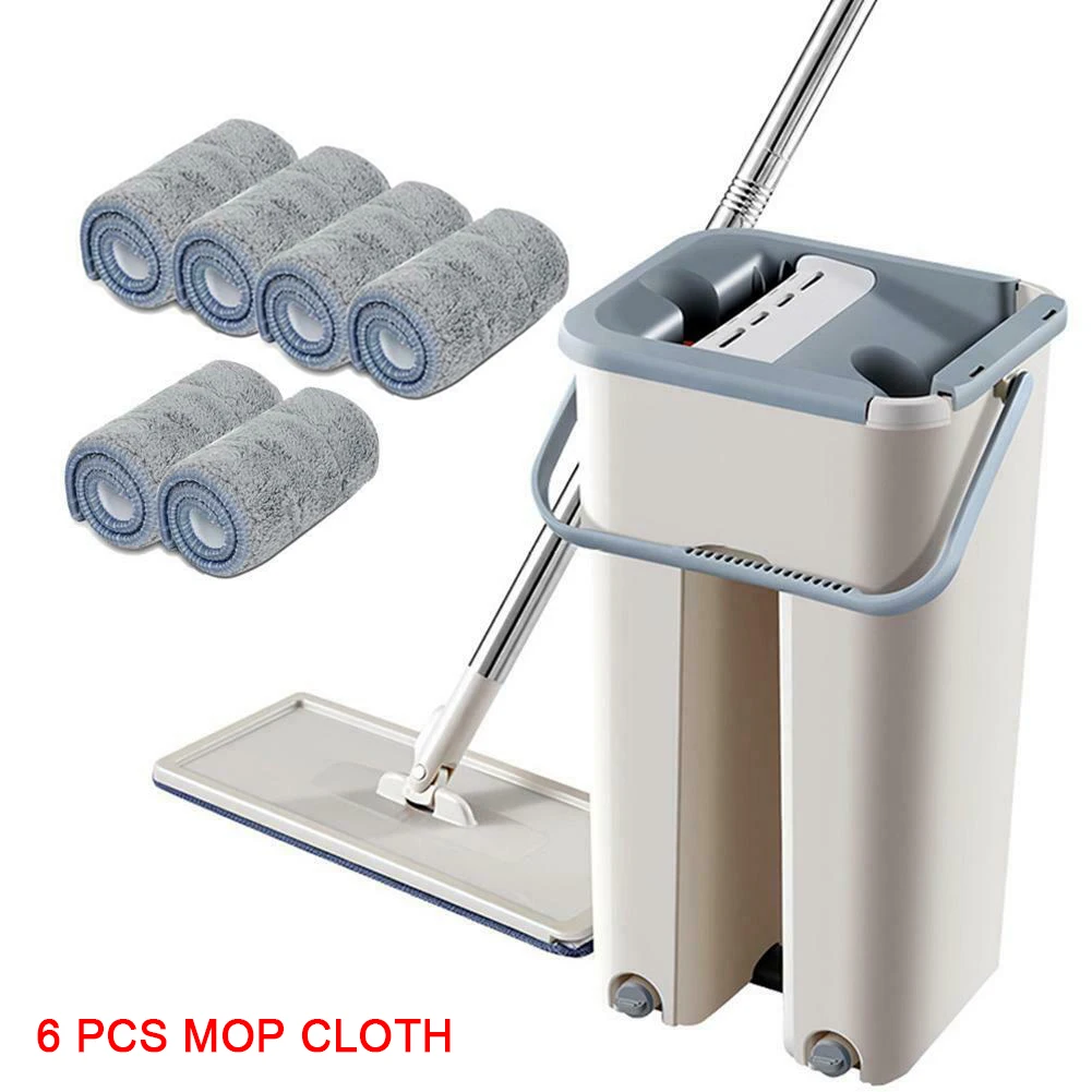 6pcs mop cloth set Ручная стирка плоская Швабра для чистки ленивый набор инструментов вращающаяся на 360 градусов плитка мраморный пол для дома XB 66 - Цвет: 6pcs mop cloth set