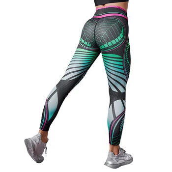 

CHRLEISURE Patchwork Leggings Women Push Up Digital Printing Casual Fitness Pants Women High Waist Ankle-length Gym Leggings