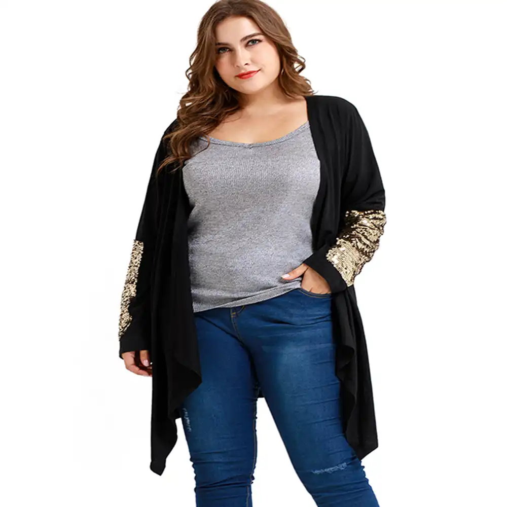 Plus size sequin cardigans Clearance
