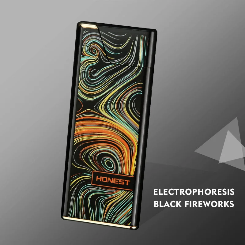 Black oil painting Усовершенствованная Автоматическая Индукционная Зажигалка USB зарядка ветрозащитная Электронная зажигалка ультратонкая Вольфрамовая Зажигалка гаджет - Цвет: Black oil painting