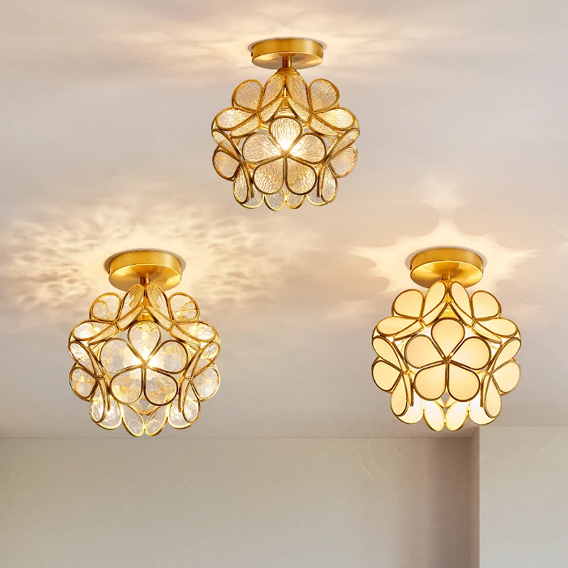 Luzes de Teto Luzes do Corredor Lâmpada do Teto Pétala Nordic Cobre Lâmpadas Varanda Quarto Meninas Crianças Criativo