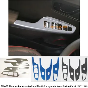 

Car Door Inner Window Glass Panel Armrest Lift Switch Button Trim Hood 4pcs For Hyundai Kona Encino Kauai 2017 2018 2019 2020