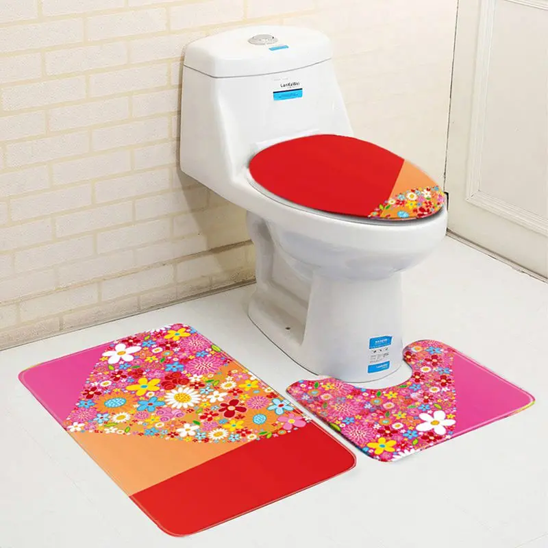 Домашний коврик toliet, фланелевый, с принтом, нескользящий, для унитаза, для сидения, любовь, тема, узор, мягкий, для ванной, для ванной, коврик, ковер