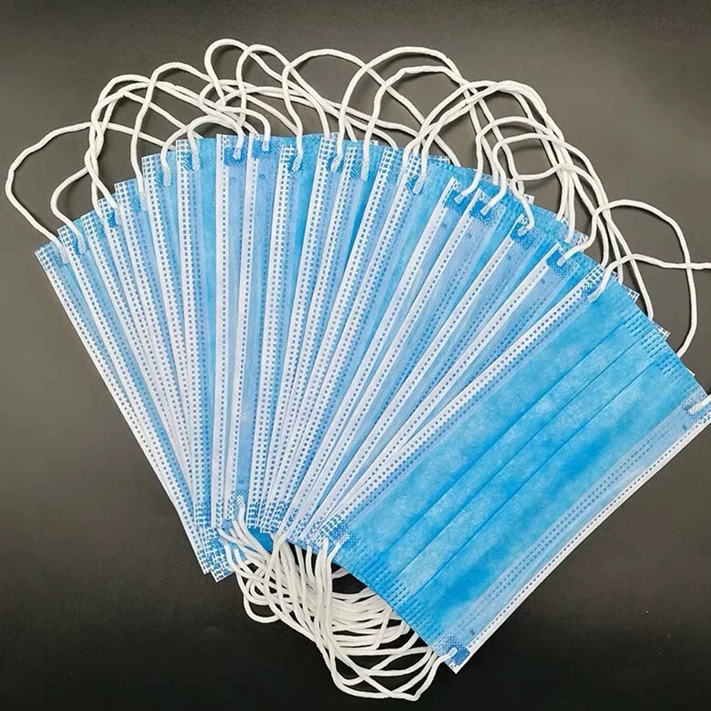 

100/400 Pcs 3 Layer Hygiene Face Mask Disposable Protective Safety Anti-Dust Pollution Non-Woven Filter Safety Mouth Masks N95