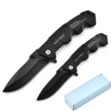 Couteau de chasse tactique pliant pour Camping en plein air, couteau de poche noir pour l'auto défense, outil de survie, couteau de tourisme 