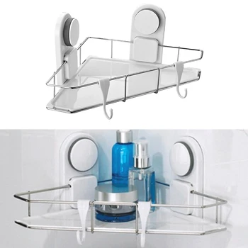

Bathroom Super Strong Vacuum Suction Cup Corner Shelf Bath Triple-cornered Rack Bath Shelf