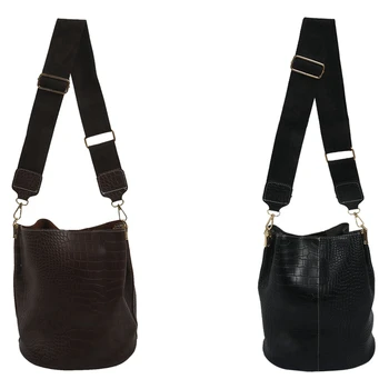 

2 Pcs Alligator Bucket Bags Crocodile Pattern Handbag Crocodile Shoulder Messenger Bags Ladies-Coffee & Black
