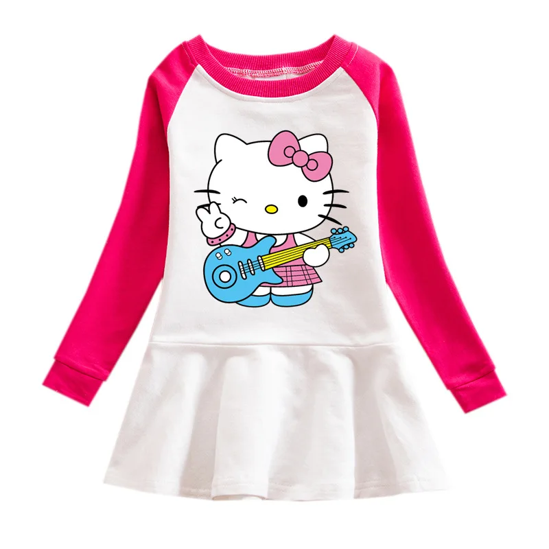 

Hello Kitty Autumn Girl Dress Cotton Long Sleeve Children Dresses Kids Clothes Dresses for Baby Girls Casual Clothing Costume