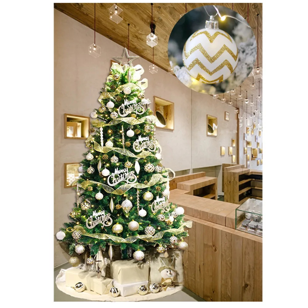 30 шт., белое золото, смешанный декор для рождественской елки, шары, рождественские вечерние украшения на окно, украшение для дома, Рождественский подвесной шар, украшение