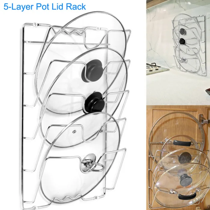 Кастрюля крышка стеллаж для хранения настенное крепление горшок крышка Органайзер держатель кухонные аксессуары JAN88