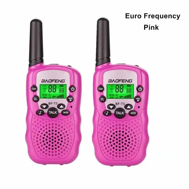 Euro Pink 2 шт. Baofeng BF-T3 Мини Портативная рация для детей 22 канала двухстороннее радио T3 10 мелодий вызова удобный КВ трансивер коммуникатор - Цвет: Euro Pink