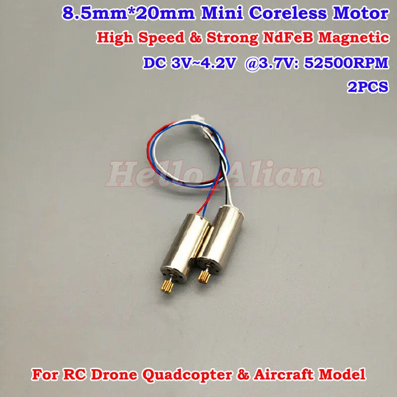 2PCS DC3V 3.7V High Speed Coreless Quadcopter RC Drone  Motor Copper Gear 