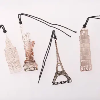 

Creative European Vintage Building Metal Bookmark Tower Book Marks Student Stationery School Office Supplies