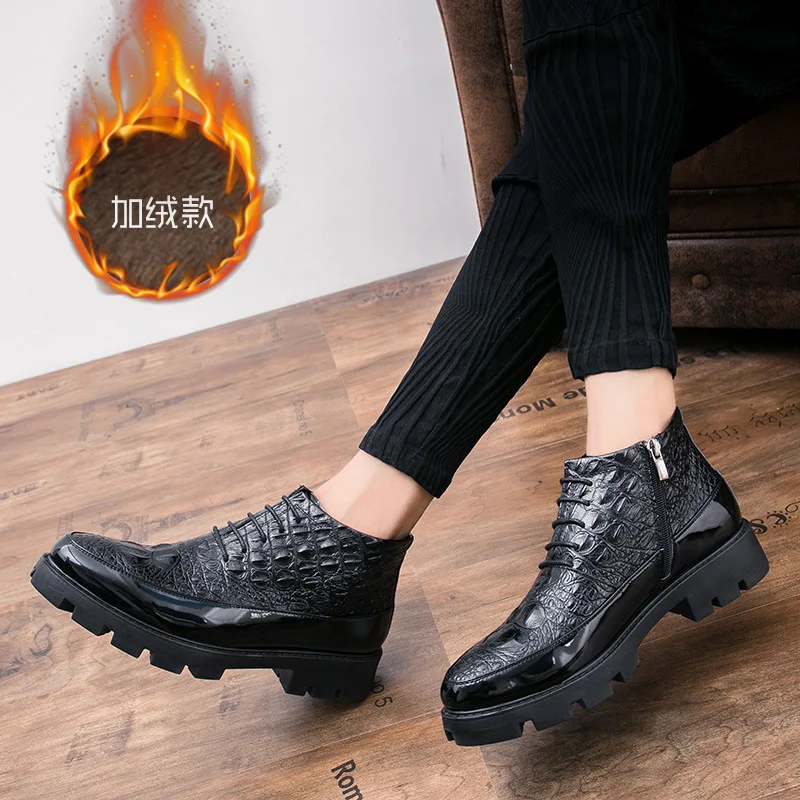 

2019 Autumn & Winter New Style Men Short Leather Boot Casual Versatile Business Leather Boot plus Thick Cotton Warm And Comforta