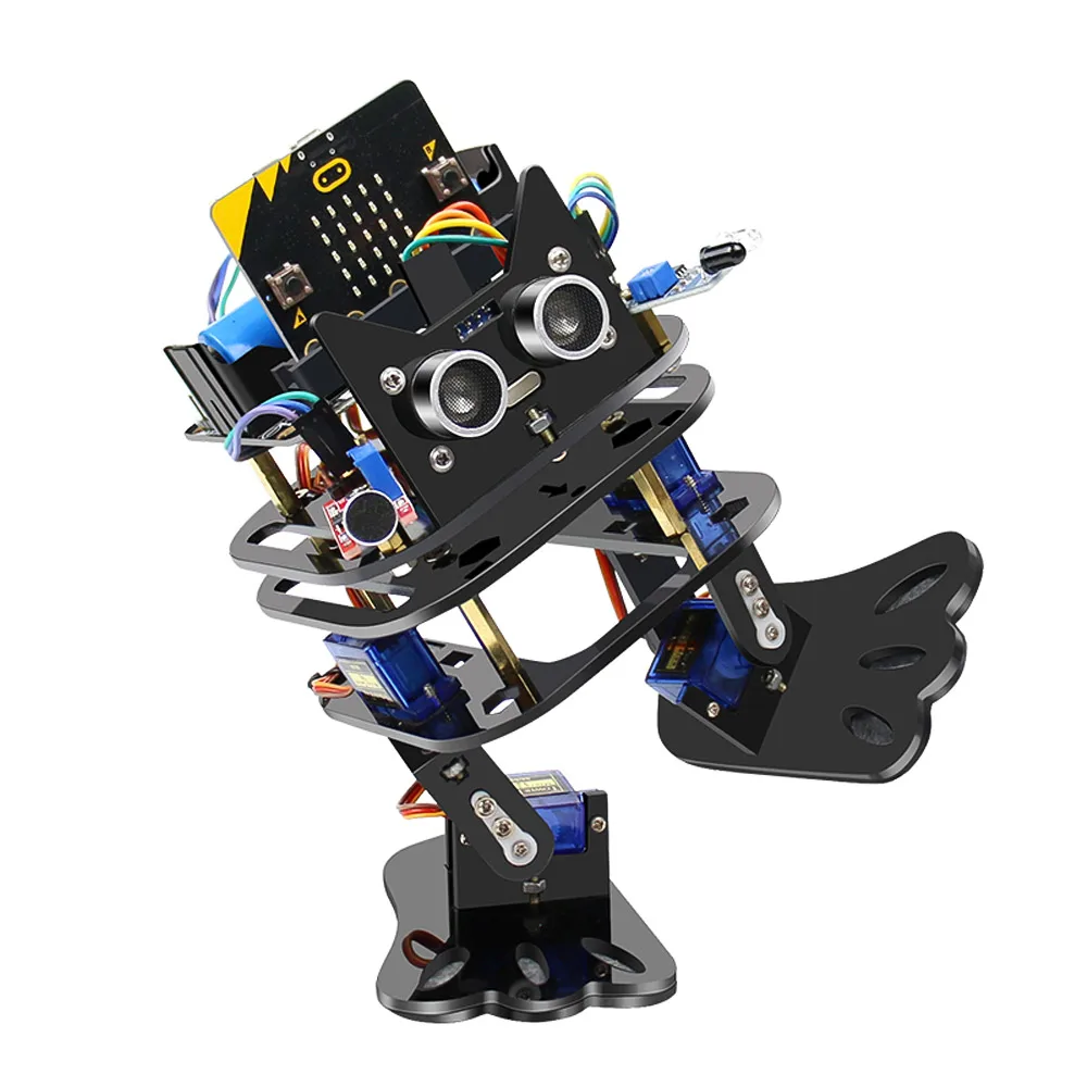 Умный набор робота Biped, Поддержка графического программирования для обучения стволу, игрушка DIY с инфракрасным пультом дистанционного управления для школьных принадлежностей