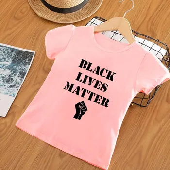 

2020 Kids T Shirt Summer New Pink Boys T Shirts Novelty Girl Clothes Black Lives Matter Print Girls Shirts Casual Harajuku Vogue