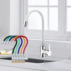 Silica Gel Nose Any Direction Rotating Kitchen Faucet Multi-color Options Cold and Hot Water Mixer Tap Deck Installation