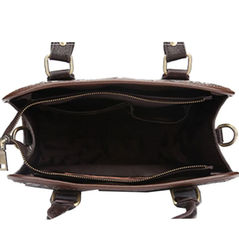 Женская винтажная трендовая кожаная сумка-тоут с тиснением, Повседневная сумка через плечо, сумки через плечо, известный бренд, сумка из воловьей кожи