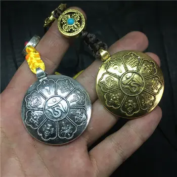 

L# Tibetan 9 Palaces 8 Auspicious Symbol Mantra OM Amulet Pendant