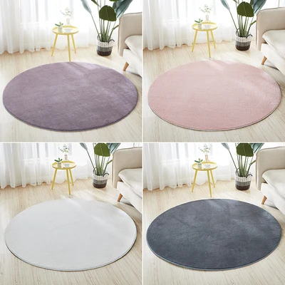 

Non-Slip Round Carpet, Monochromatic, Thick, Short Hair, Bedroom, Living Room, Computer Chair Mat