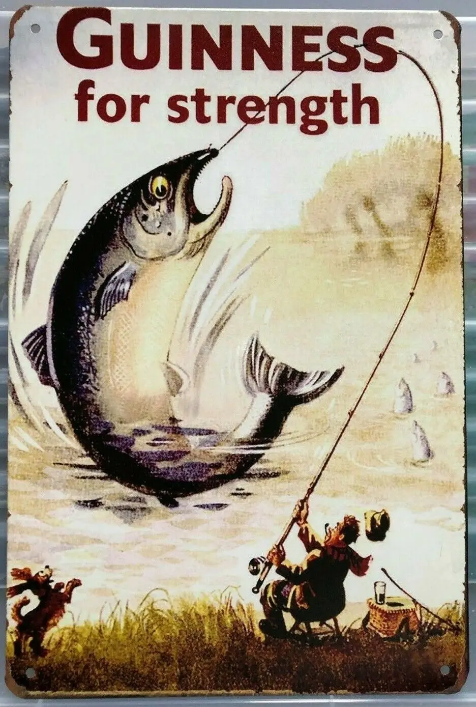 Винтажный металлический жестяной знак GUINNESS Fishing настенная табличка винтажный