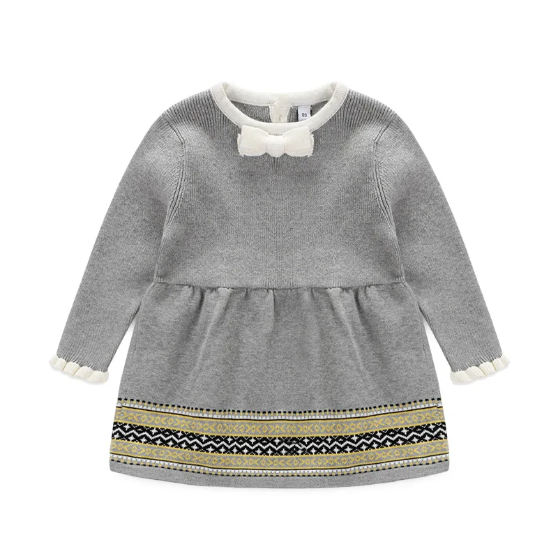 

High Quality Baby Girls Solid Knitting Dress Clothes Toddler Kids Casual Dress Infant Girls Autumn Winter Clothing