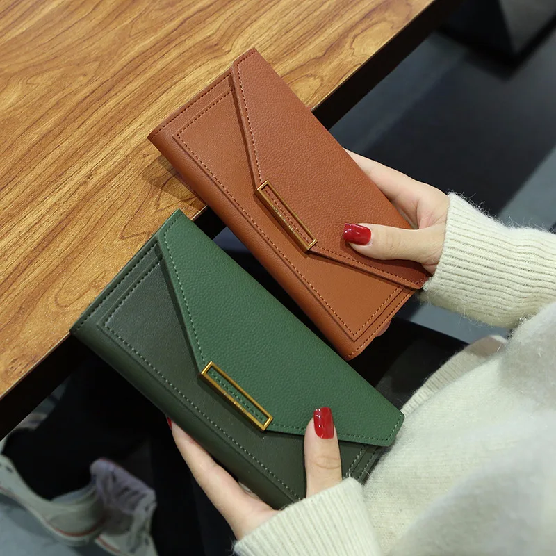

2020 Women Fashion Personality Long Small Fresh Multifunctional Wallet Buckle Korea Japan Retro High-end Thin Card Steady Purse