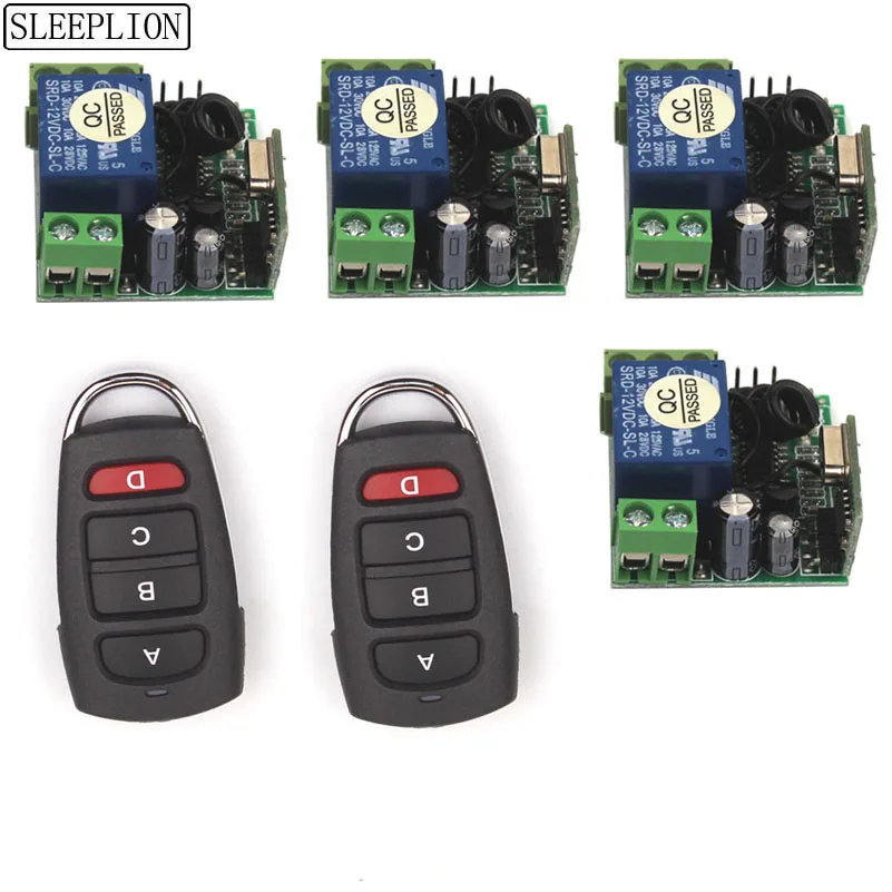 

Sleeplion Garage Door Lamp Wireless Remote Control Light Switch DC 12V 1CH 10A Relay Output Radio Receiver Module Transmitter